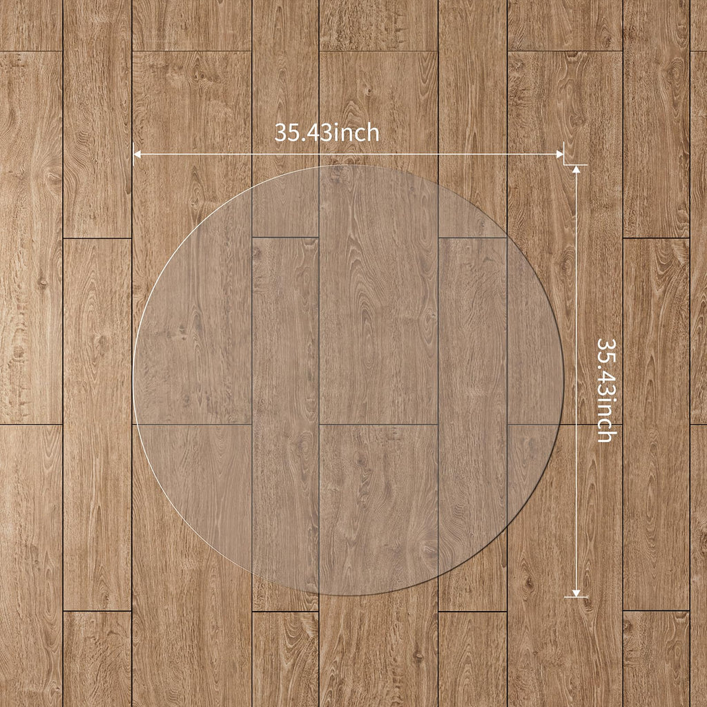 WASJOYE Office Chair Mat for Hard Floor, 36" Round Transparent Hard Floor Protector Cover Home Floor Mat for Computer Desk Rolling Chair