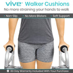 Vive Walker Handle Cushions - Padded Hand Covers - Soft Padding Medical Accessories for Folding Rolling Wheelchair, Rollator Handle, Senior, Elderly Grippers - Foam Crutch Pads Grips - Mobility Aid (Black)