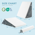Ganondorf 3PCS Wedge Pillow Headboard Orthopedic Bed Wedge Pillows Set for Sleeping 9&12&22" Adjustable Premium Foam Elevated Triangle Body Pillow for Bed Sitting Up