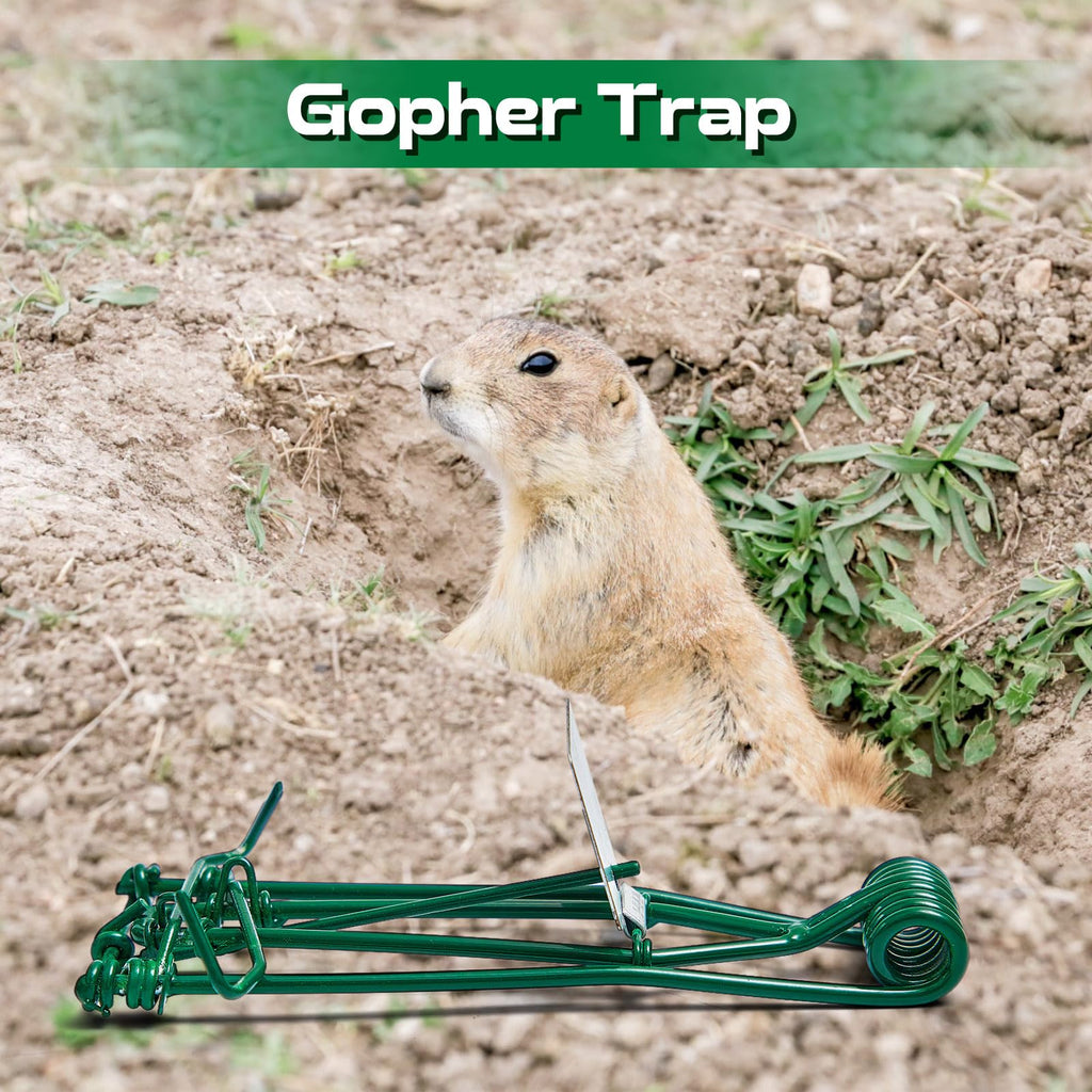 Qualirey 12 Pcs Outdoor Gopher Trap Easy Set Mole Trap Weather Resistant Gopher Killer Vole Trap for Lawn Garden Farm (Green)