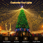 403 FT 1000 LED Christmas Lights Outdoor Decorations Super Long Fairy Lights Waterproof 8 Modes Timer Clear Wire String Lights for Outside House Tree Patio Yard Wedding Party Holiday-Warm White