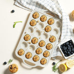 2 Packs 24 Cups Silicone Muffin Pan with Metal Reinforced Frame Mini Size Cupcake Pan Tray Egg Bites Silicone Circle Cookie Molds Muffin Tin Tart Pans Baking Sheet Set for Breakfast Sandwiches