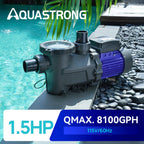 Aquastrong In/Above Ground Pool Pump High Flow Self Primming Swimming Pool Pump,Light Blue