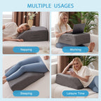 MEGCXIT Leg Pillow Elevation Blood Circulation, Leg Wedge for Elevation for Swelling, Leg Elevating Pillow for After Surgery, Memory Foam Foot Knee Pillow for Back Sleeping 24×22×8 Inch Dark Grey