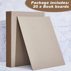 20 Pcs Book Board 10 x 12.5 Inch, 80 PT 0.086", Thick Binders Board Chipboard Designer Bookboard Kraft Heavy Duty Chipboard Sheets Bookbinding Supplies for Book Binding Cover