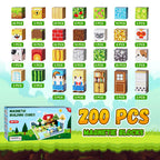 Fitrobust 200PCS Magnetic Building Blocks Set, Magnetic Tiles Kids Build Cubes STEM Game Toys, Build Forest World Set, Christmas Birthday Gifts for Boys & Girls Age 3 4 5 6 7 8 9 10