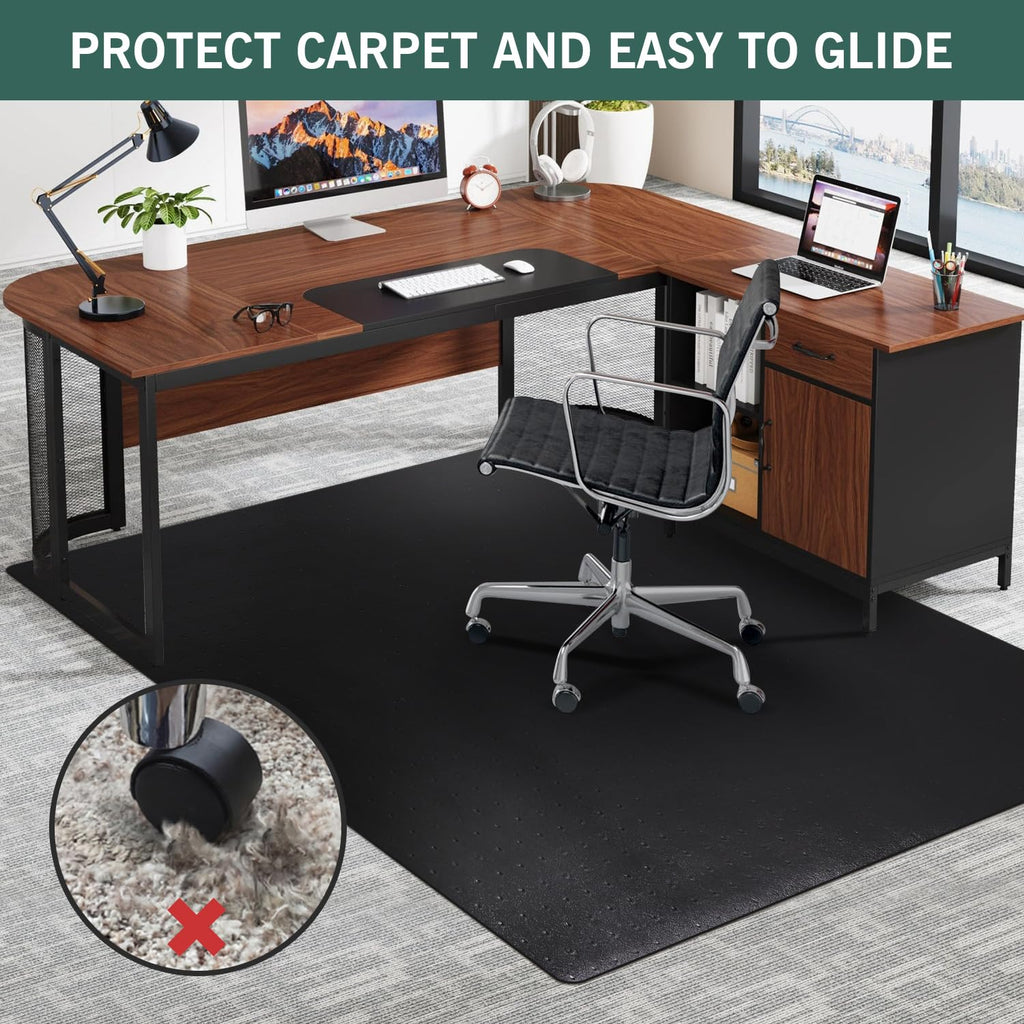 Large Office Chair Mat for Carpet, 46"x 60" Anti-Slip Waterproof Desk Chair Mat for Rolling Chairs, Heavy Duty Vinyl Computer Floor Protector, Easy Glide Floor Mat for Work, Home Office, Gaming