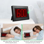 KWANWA Alarm Clock, 8" Large Screen Display, Digital Clock, Battery Operated, Auto Dimmer Mode,Wall Clock&Desk Clock for Bedroom, Office, Living Room, Elderly