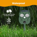 Solar Animal Repeller Waterproof Ultrasonic Animal Repeller Outdoor with Motion Sensor 5 Modes Drive Away Deer, Squirrel, Cat, Coyote, Raccoon