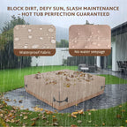 iBirdie Outdoor Waterproof and Weatherproof Hot Tub Cover 85 x 85 inch fit 84 x 84 or 83 x 83 or 82 x 82 or 7 ft x 7 ft Square SPA 600D Heavy Duty Cover Protectors Protective Cap, Brown