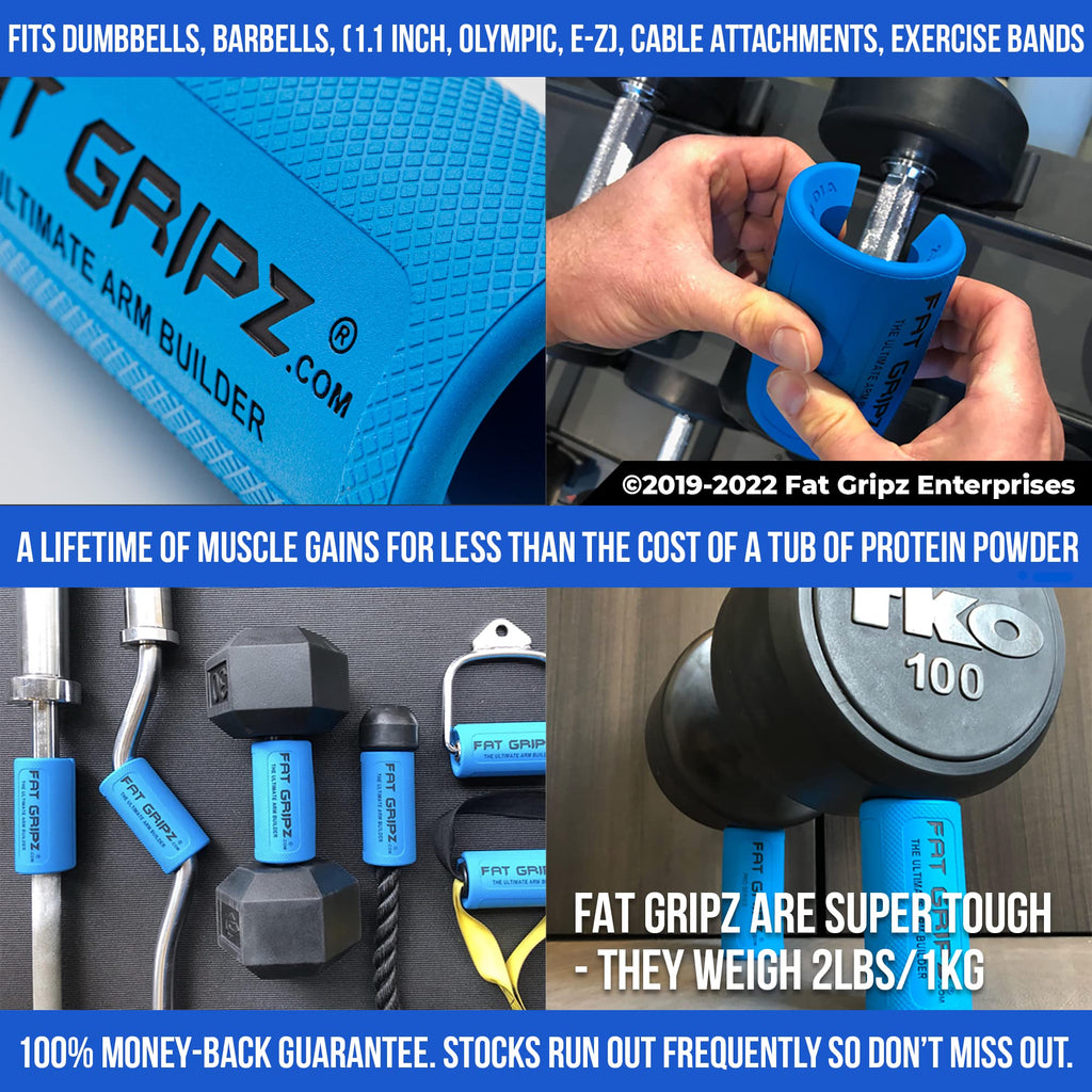 Fat Gripz Pro - The Simple Proven Way to Get Big Biceps & Forearms Fast - At Home Or In The Gym (Winner of 3 Men’s Health Magazine Awards) (2.25” Outer Diameter)