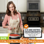 Spring Chef Stainless Steel Measuring Spoons Set of 6 with Leveler, Rectangular Metal Teaspoon & Tablespoon Measuring Spoons for Dry & Liquid Ingredients - Nesting Kitchen Gadgets For Baking & Cooking