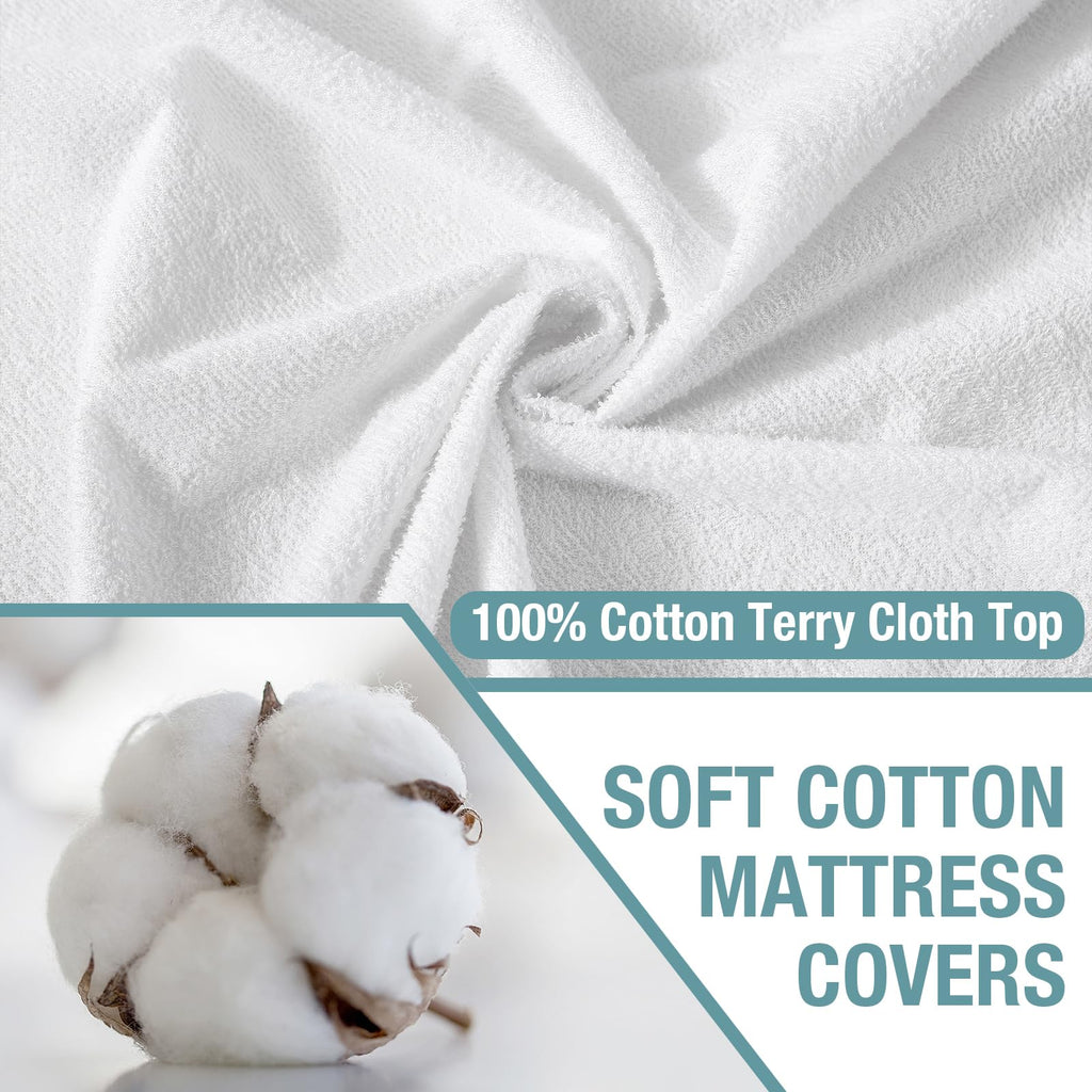 Bedecor Queen Mattress Protector Waterproof Cotton Mattress Cover Pee Proof Liquid Proof Pet Incontinence Elderly Essentials Bed Cover Fitted Sheet Deep Pocket for 9-18 inch Mattress