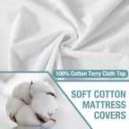 Bedecor Queen Mattress Protector Waterproof Cotton Mattress Cover Pee Proof Liquid Proof Pet Incontinence Elderly Essentials Bed Cover Fitted Sheet Deep Pocket for 9-18 inch Mattress