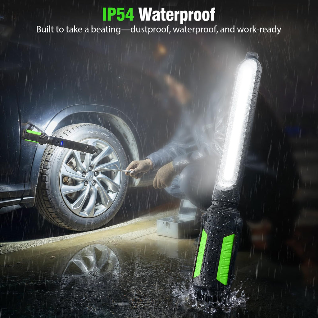 SYLSTAR Work Light for Mechanic, 2400LM LED, 4400mAh Rechargeable, Magnetic, Underhood Work Light with Hooks for Car Repairing/Inspection/Garage/Workshop/Emergency