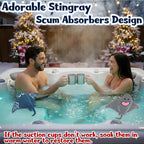 ZYIDBNG Stingray Hot Tub Scum Absorber Reusable Washable for Spa Scum Ray Floating Hot Tub Oil Absorber Cleaner Accessories for Adults (2 Pack, Stingray)