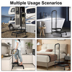 2 Step Stool with Handle for Elderly, Heavy Duty Step Stool with Handle, 4 Fixing Buckle and Adjustable Handrail, Bed Steps with a Hook for Adults Seniors Handicap, Hold up to 400LBS