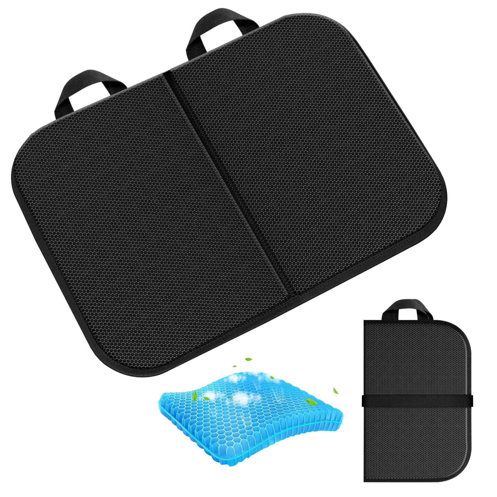 Handbanary Gel Seat Cushion (16.5" x 12") – Portable & Foldable Travel Cushion for Airplane, Stadium, Camping, Movies, & Garden – Relieves Sedentary Pain, Supports Long Sitting Periods