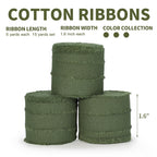 Keypan Hunter Green Ribbon 1-1/2 x 15 Yards Handmade Cotton Frayed Fringe Fabric Ribbons for Crafts Flower Bouquets Wedding Christmas Tree Home DIY Decor