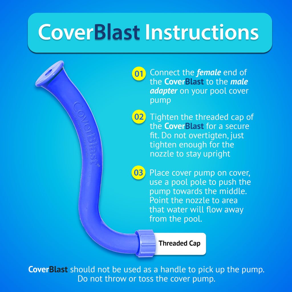 CoverBlast Pool Cover Pump Attachment - USA-Made & Patented Pool Cover Pump Hose Alternative w/ 25ft. Range - Easy-To-Install & Use Year-Round - Replaces Traditional Hoses, Eliminating Tripping Hazard