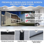 Garage Door Screen for 2 Car Garage 16x7FT, Magnetic Screen Garage with Retractable Fiberglass Mesh and Heavy Duty Weighted Bottom, Easy Assembly & Pass, Hands Free Door Screen Kit