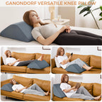 Knee Wedge Pillow 8'' for Post-Surgery Recovery - Leg Elevation Support for Sleep Position, Alleviating Lower Back & Hip Pain Enhancing Circulation in Ankles Legs Triangle Pillow with Removable Cover