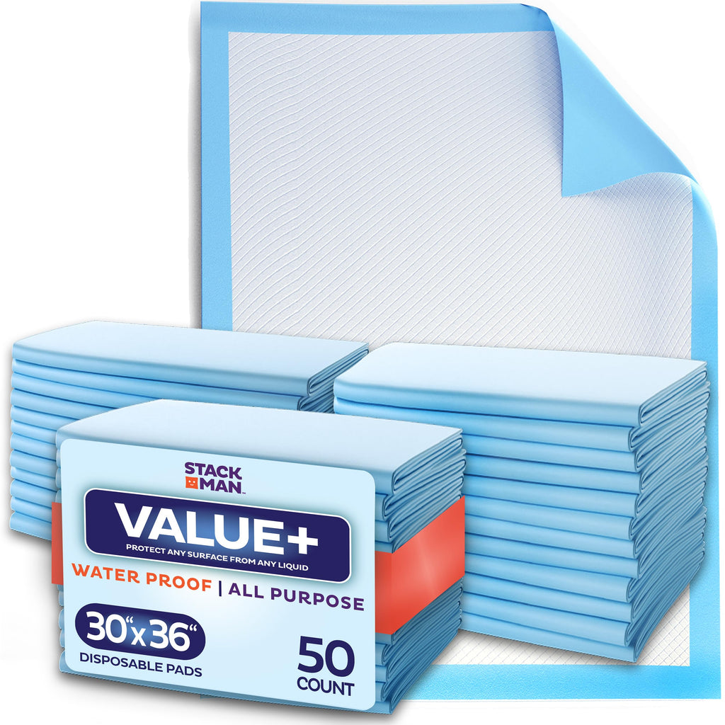 Chucks Pads Disposable 30x36 Underpads [50-Pack] Incontinence Chux Pads Absorbent Fluff Protective Bed Pads - Extra Large Pee Pads for Kids, Adults & Elderly | Leak Proof Puppy Pads for Training - XXL