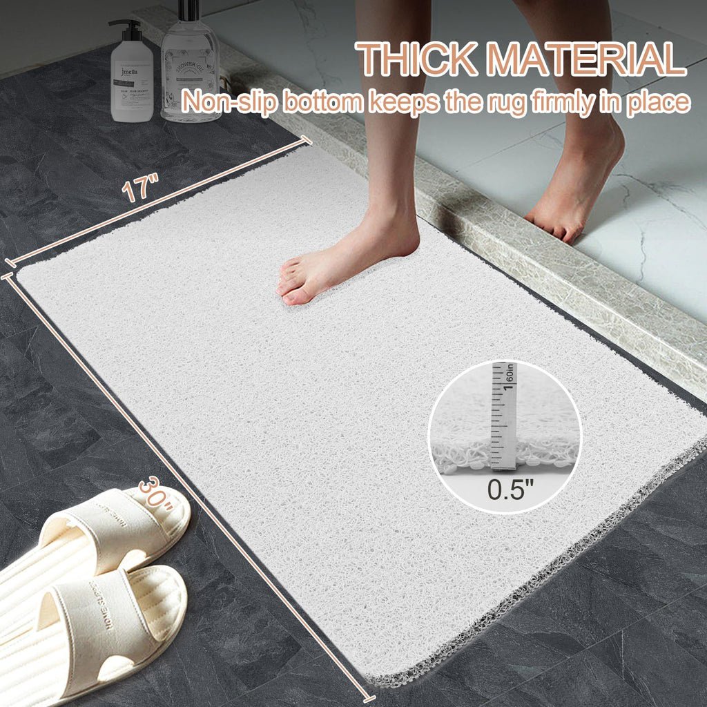 Joyhalo Shower Mats for Showers Anti Slip for Elderly, 17'' x 30'' Non Slip Bath Mat for Inside Shower, Bath Tub Mats for Bathroom Non Slip for Shower, PVC Loofah Bathroom Mats, White