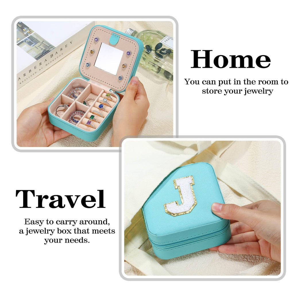 Parima Valentines Day Gifts for Girls - Travel Jewelry Case for Girls Jewelry Box | Gifts for Friends Women Unique Christmas Gifts for Women | Friends Gifts Personalized Gifts - Letter J, Aqua Blue