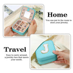 Parima Valentines Day Gifts for Girls - Travel Jewelry Case for Girls Jewelry Box | Gifts for Friends Women Unique Christmas Gifts for Women | Friends Gifts Personalized Gifts - Letter J, Aqua Blue