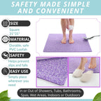 Square Shower Mat - Non Slip Shower Mats for Inside Shower - Extra Large 31x31 Shower Floor Mat Non Slip - Square Bath Mat for Shower - Secure Anti Slip Loofah Shower Bath Mat (31x31 Purple)