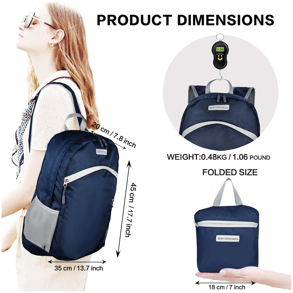 35L Foldable Waterproof Backpack For Outdoor Sports With Inside Wet Clothes Compartment Packable For Multiple Uses Ultra Lightweight Ideal For Hiking Men And Women Travel(Dark Blue)