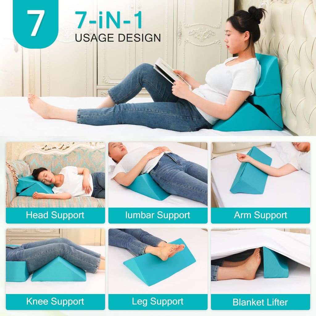 Fewener 3-in-1 Side Wedge Pillow,Wedge Pillow for Back Pain Relief,Foam Wedges for Positioning in Bed,Positioning Wedges for Bed Sores,Wedge Pillows for Seniors,Caregivers,Side Sleepers,After Surgery