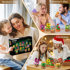 15 Pack Flowers Plants 3.6MM Mini Building Sets - 1314PCS Flower Succulents Botanical Collection for Home Office Décor Block Toy, Party Favors for Christmas Mother's Day Birthday Adults Kids Girls 10+