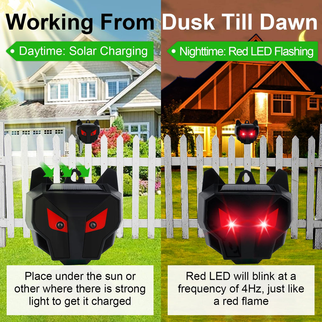 Defendy Coyote Deterrent,Solar Nocturnal Animal Repeller Predator Light Scare, Effective Repellent Device for Coyote, Deer, Fox, Raccoon, Skunk, for Chicken Coop, Farm, Yard, Garden (2 Packs)