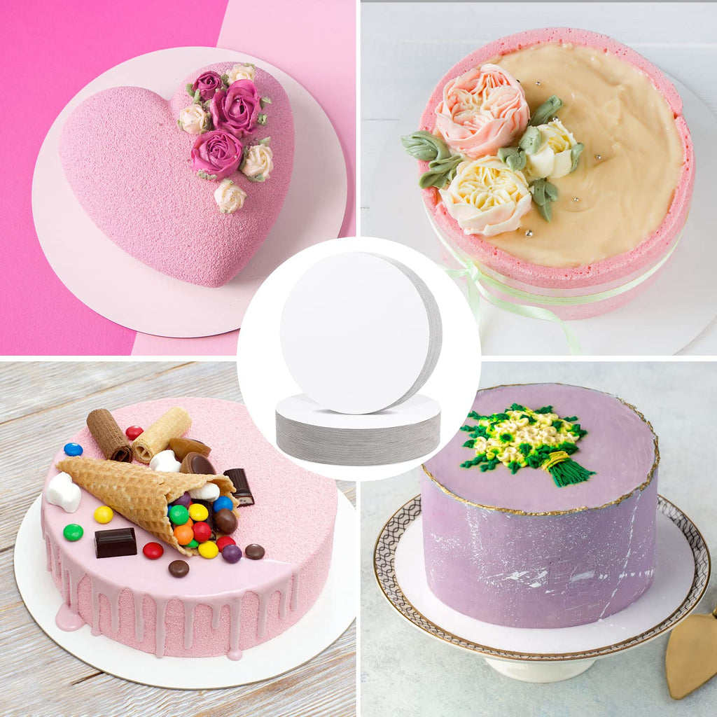 40 PCS Cake Boards 6 inch Round Cake Cardboard Rounds White Cake Board, Cake Circles Round Base Food-Grade Cardboard Cake Plate for Cakes Christmas Bread Desserts (Thin and Strong)