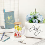 SiliFine 7 Pcs Boss Day Gift Sets Lady Thank You Gifts for Women Best Boss 16oz Glass Cup Makeup Bag Keychain A6 Notepad with 3 Ballpoints Pen Lady Leader Appreciation Day Christmas Favor(Blue)