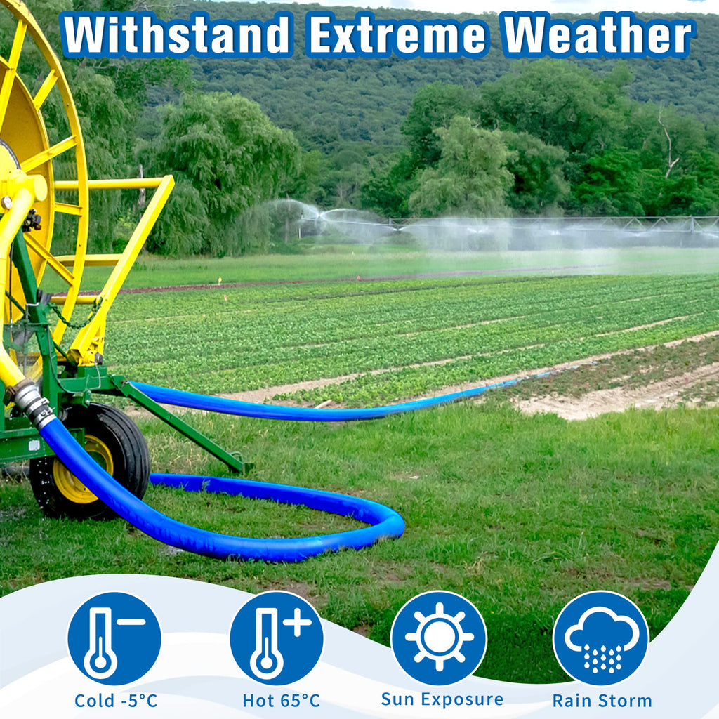 2 IN x 60FT Pool Backwash Hose Heavy Duty Drain Discharge Double PVC Layflat Hose with 2 Clamps, Weatherproof Burst Resistant for Water Transfer, Sump Pump, Pool Filter, Pool Drain (18.3M, Blue)