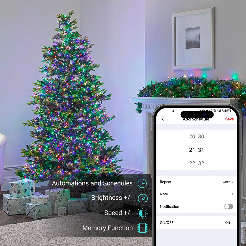 Brizled RGB Christmas Lights, 164ft 498 LED Smart String Lights App Controlled, Dimmable Color Changing Christmas Lights, Xmas Tree Lights Work with Alexa & Google Home
