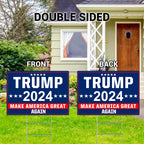 Shmbada Trump 2024 Make America Great Again MAGA Yard Sign with Metal Stake - 20 x 14 Inch Double Sided Outdoor Decorative Trump Signs for Garden Yard Lawn House