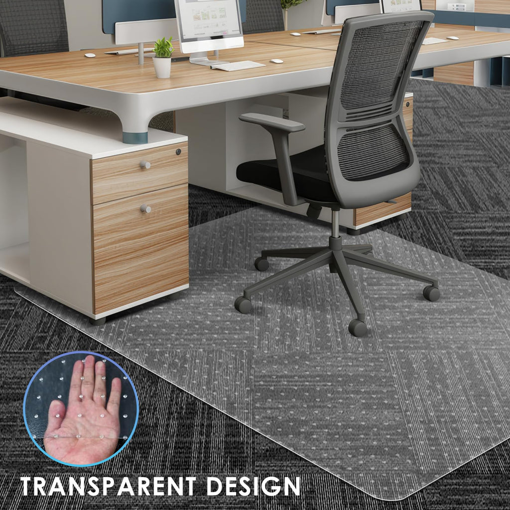 Vicwe Large Office Chair Mat for Carpeted Floors，63"X51" Rectangle Desk Chair Mats with Studs for Low and No Pile Carpeted Floors, Easy Glide Computer Desk Chair Mat for Home & Offices