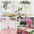 Xiomot Over the Table Rod Stand with Clamps Adjustable 13''-42'' Tall 29"-98" Length Gold Table Arch Hanging for Wedding Birthday Party Halloween Christmas Decoration