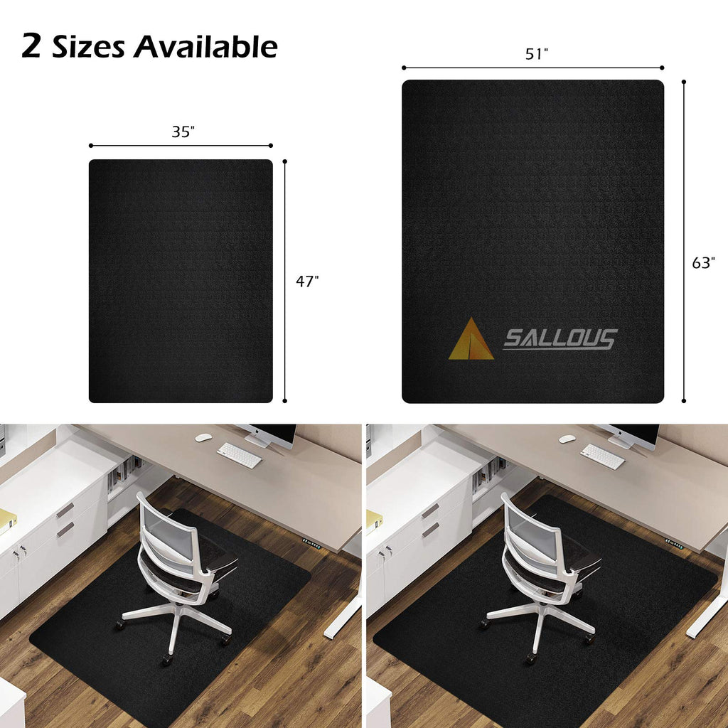 Office Hard Floor Mat 63" x 51" Multi-Purpose for Desk, Hardwood Floors, Non-Toxic PVC Protector Chair Mat for Home, Updated Version (Black)