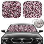 Gven Windshield Sun Shade 2pcs with Bonus Pink Car Sunshade for Front Window Shades 2025 Technology Reflect UV and Heat Sun Visor Automotive Accessories Interior Sun Protection (Pink Leopard, M)