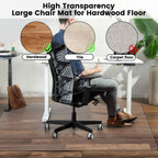 Office Chair Mat for Hardwood Floor: 63"x 51" Extra Large Floor Mat for Rolling Chair and Computer Desk, Clear Desk Chair Mat Heavy Duty Plastic Floor Protector for L Desk, Home, Gaming Easy Glide