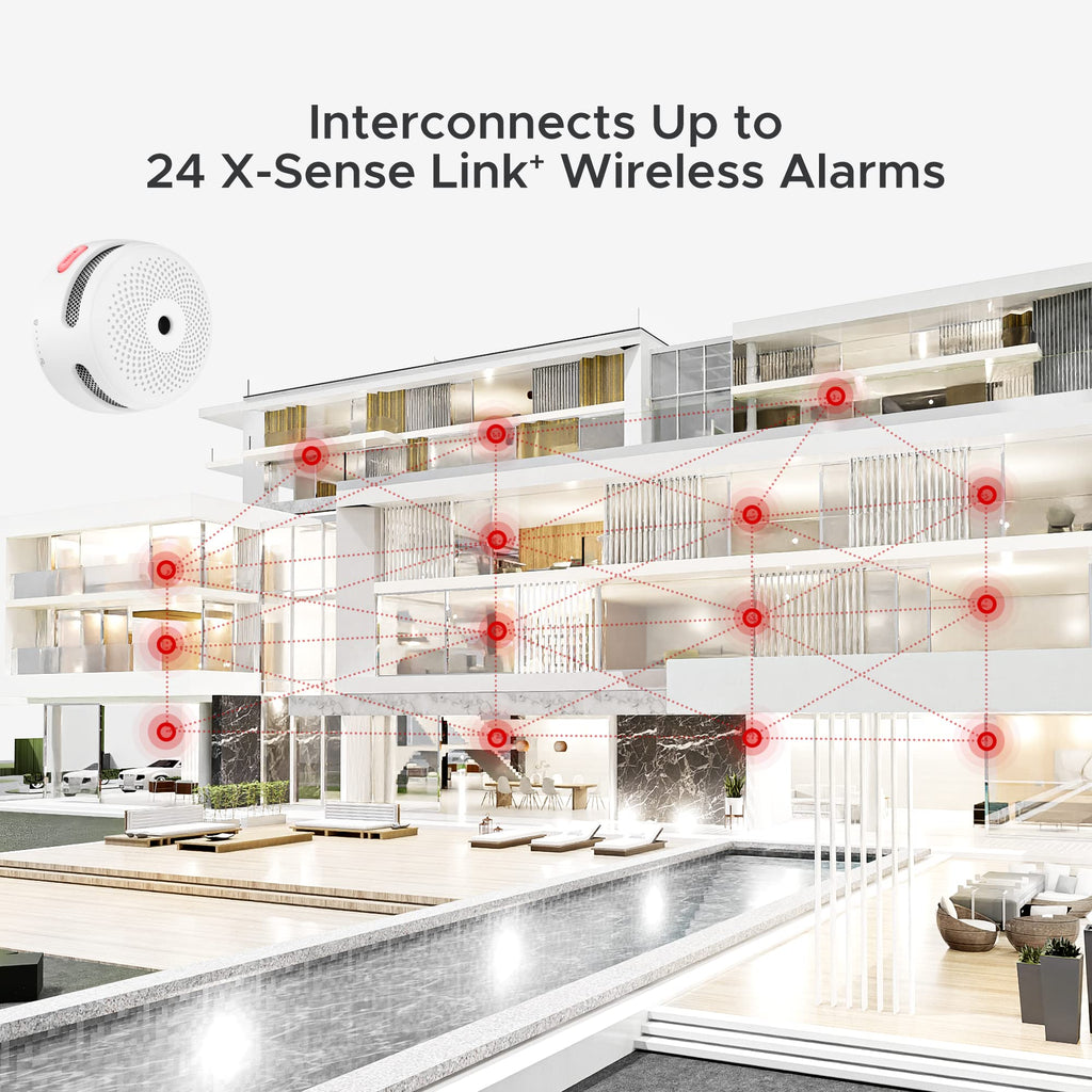 X-Sense Wireless Interconnected Smoke Detector Battery Powered Fire Alarm with Over 820 feet Transmission Range, XS01-WR Link+, 6-Pack