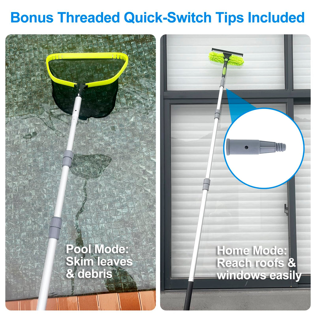 Sepetrel Pool Pole-Upgraded Professional 12 Foot Telescoping Swimming Pool Pole with Threaded Tips,Adjustable Telescopic Poles,for Skimmer Net,Brush,Vacuum Head