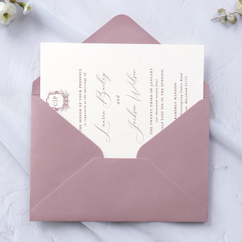 PONATIA 50 PCS/Pack A7 Envelopes, 5.25 x 7.5'' Shiny Dusty Rose Envelopes, Perfect 5x7 envelopes For Wedding Invitation Cards, Christmas Gift Cards Envelopes, Acrylic Invitations, Photos