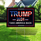 Oligei Trump Yard Signs, Trump 2024 Yard Sign 18" X 12", Trump Yard Signs 2024 Double Sided Fade Resistant, Take America Back Trump Signs for Yard Heavy Duty Metal H-Frames