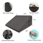 Bedluxe Wedge Pillow for Sleeping, 12 inch Elevated Support Bed Wedge Pillow, Breathable Triangle Pillow Wedge with Cooling Memory Foam Top - Removable Washable Cover, Black